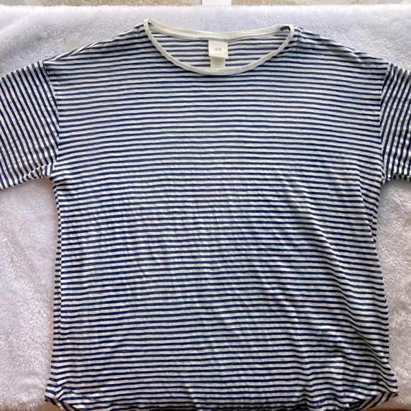 H&M Navy/White Striped Oversized T Shirt - Picture 2 of 5